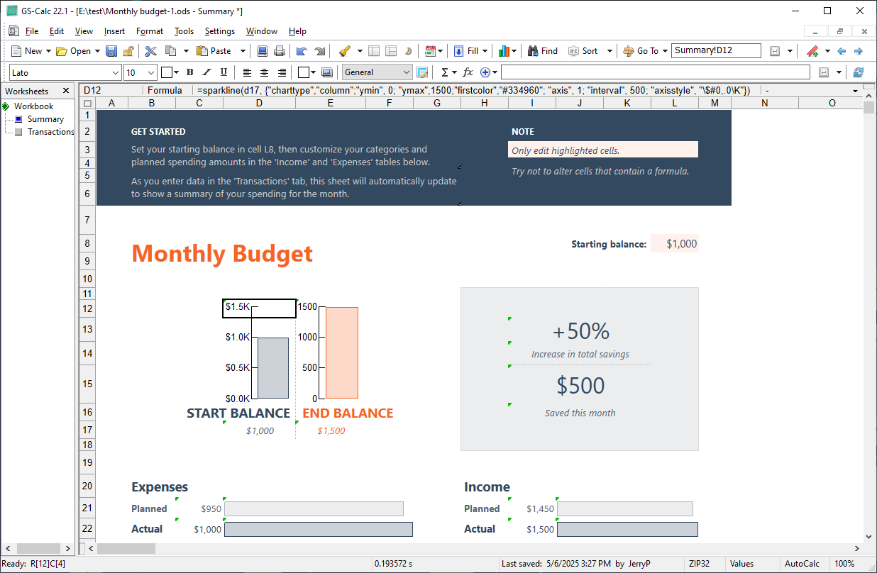 Use your G.Sheets workbooks and templates with sparkline() functions without any limits.